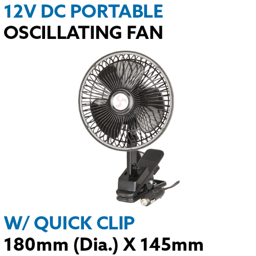 12VDC Portable Oscillating Fan with Clamp