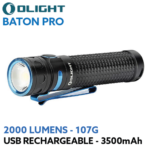 Olight Baton Pro 2000 lumen rechargeable LED torch