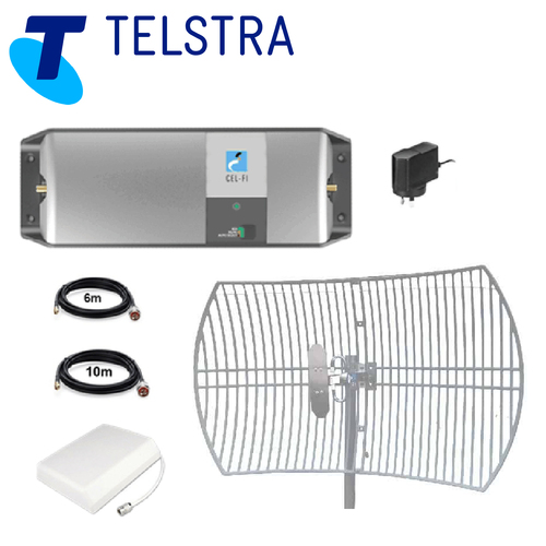 Cel-Fi Go Telstra 3G/4G Mobile Signal Repeater Booster Building Pack w/ Wall Mount & Parabolic Grid Antennas