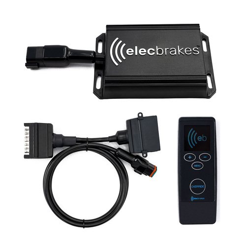 Plug & Play Electric Brake Controller w/ Remote Control & 7 Flat to Large Round 7 Pin Socket Adapter