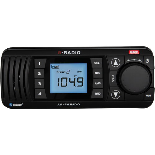 GME GR300BTB Bluetooth AM/FM Marine Stereo - Black