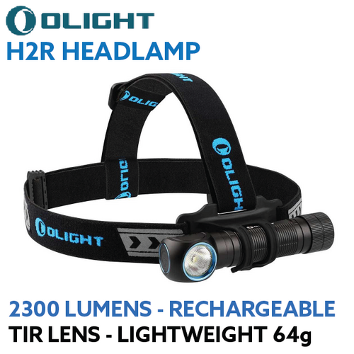 Olight H2R Nova 2300 lumen rechargeable LED headlamp and angle torch