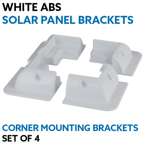 White ABS Solar Panel Corner Mounting Brackets - Set of 4