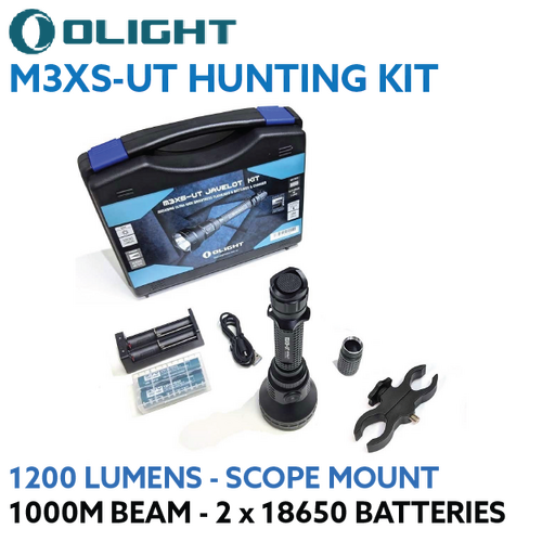 Olight M3XS-UT Javelot Hunting Kit W/ Batteries + Charger + Scope Mount