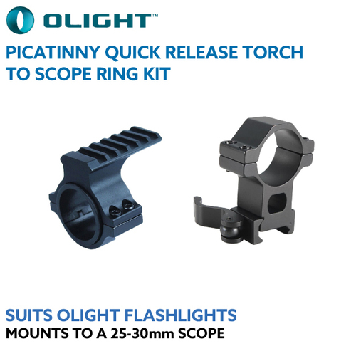 Picatinny Quick Release Torch to Scope Ring Kit for Olight Flashlight 25mm & 30mm