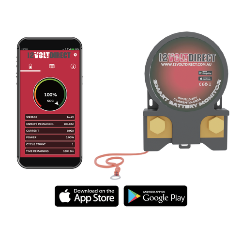 Easy Fit Bolt On 500A Bluetooth Battery Monitor with Shunt 