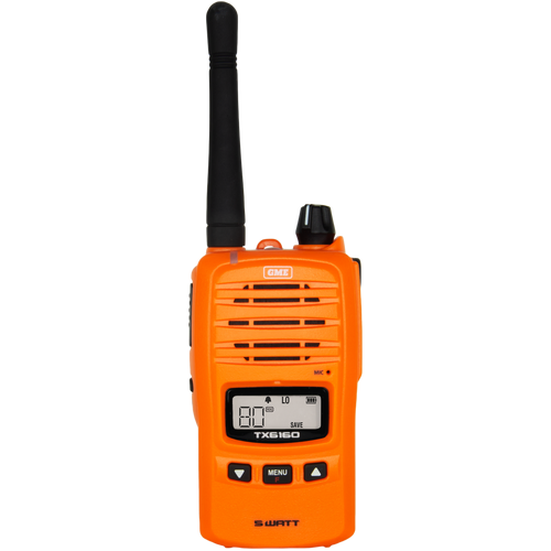 GME TX6160XO 5/1 Watt IP67 UHF CB Handheld Radio - Blaze Orange