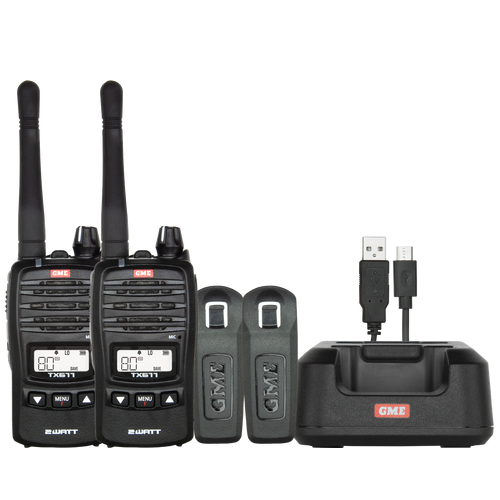 GME TX677TP 2 Watt UHF CB Handheld Radio - Twin Pack