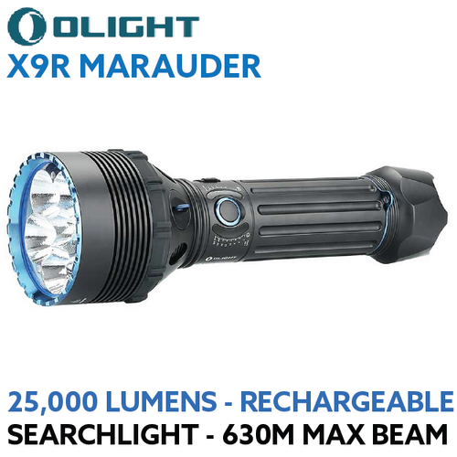 Olight X9R Marauder 25000 lumen rechargeable LED searchlight